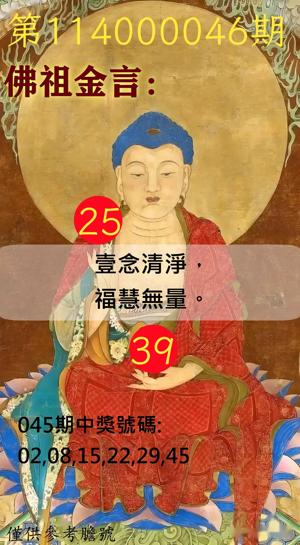 大樂透第114000046期佛祖金言