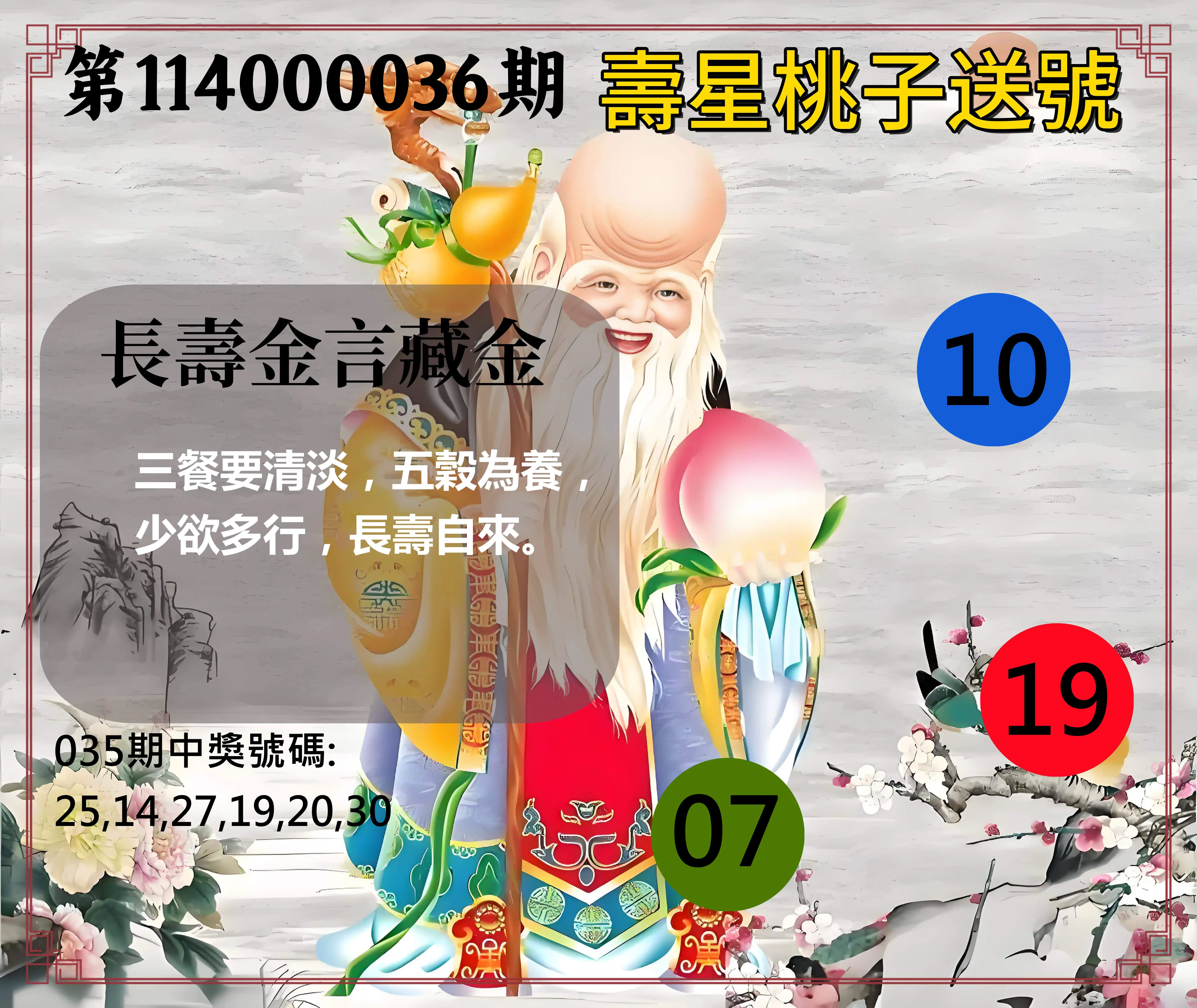 威力彩第114000036期壽星桃子送號