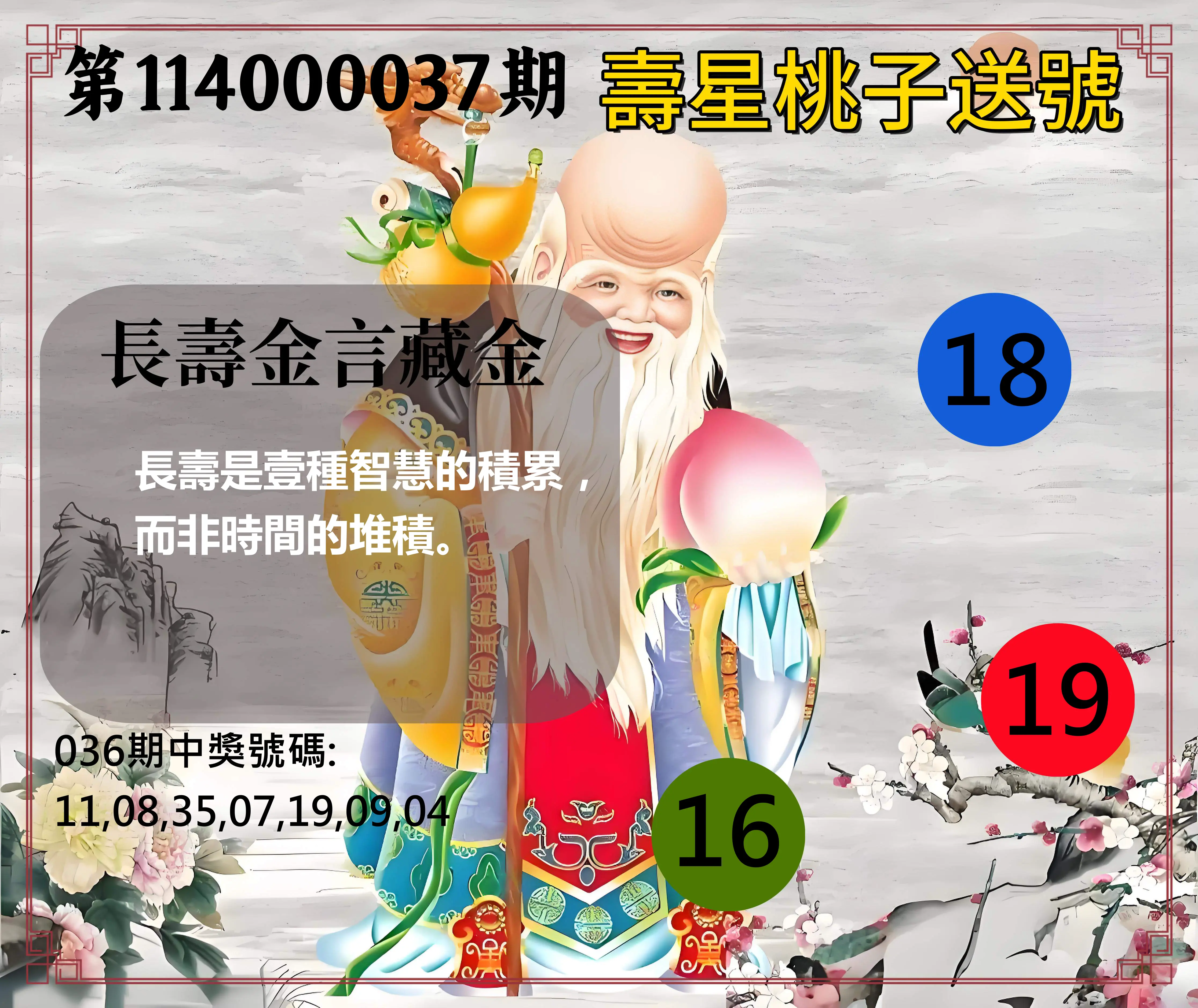 威力彩第114000037期壽星桃子送號