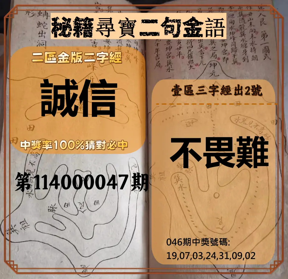 威力彩第114000047期秘籍尋寶二句金語