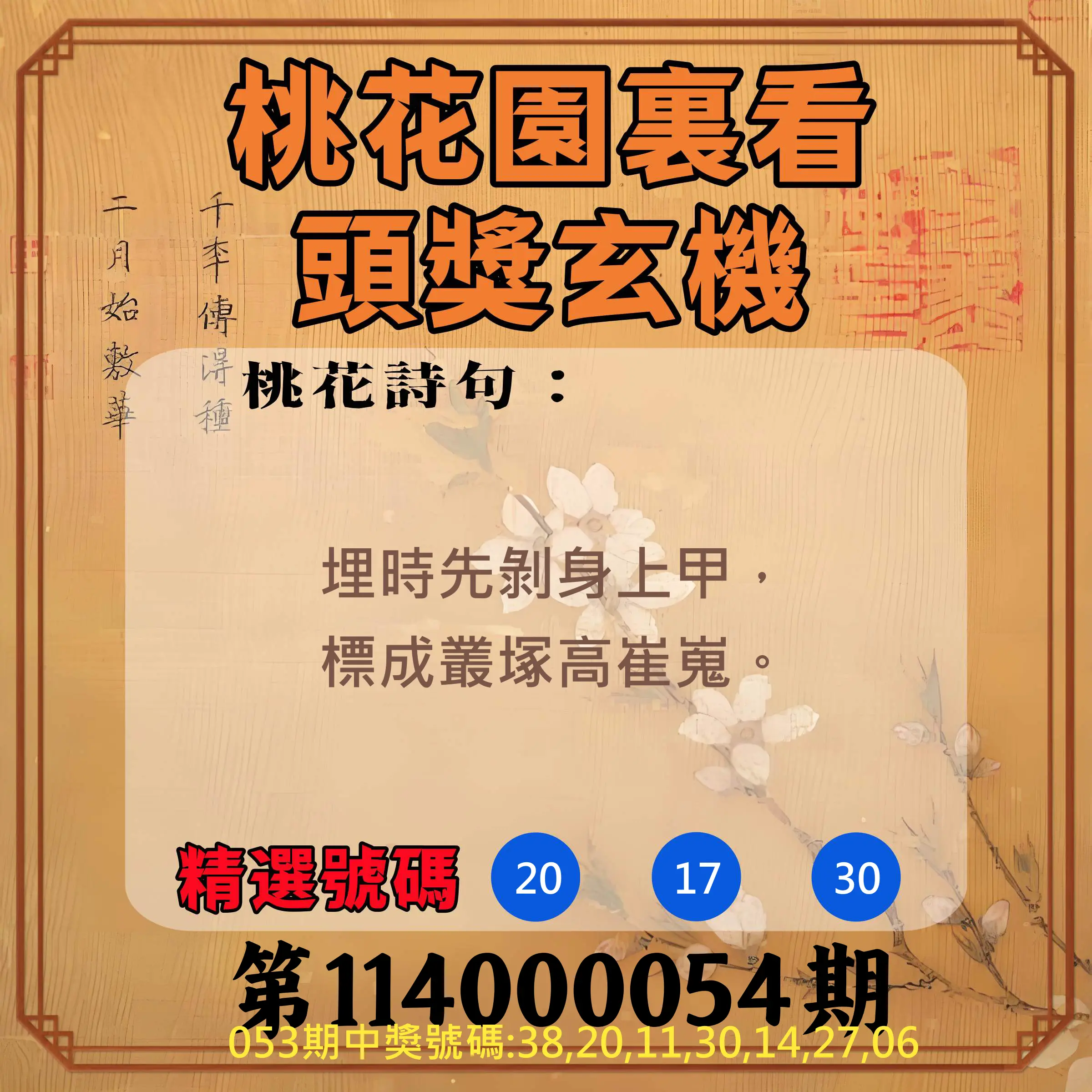 威力彩第114000054期(07/10)桃花園裏看頭獎玄機