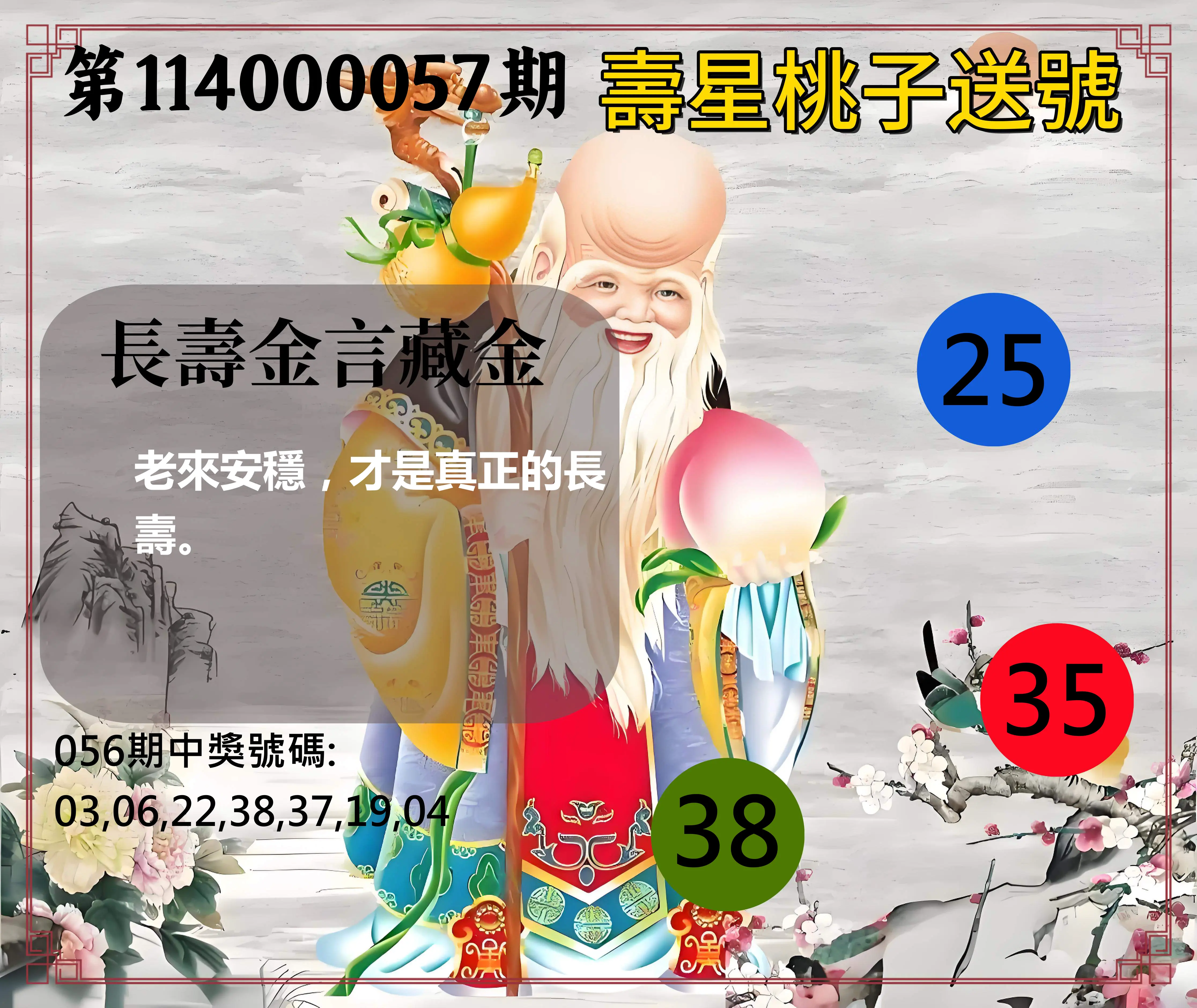 威力彩第114000057期(07/17)壽星桃子送號