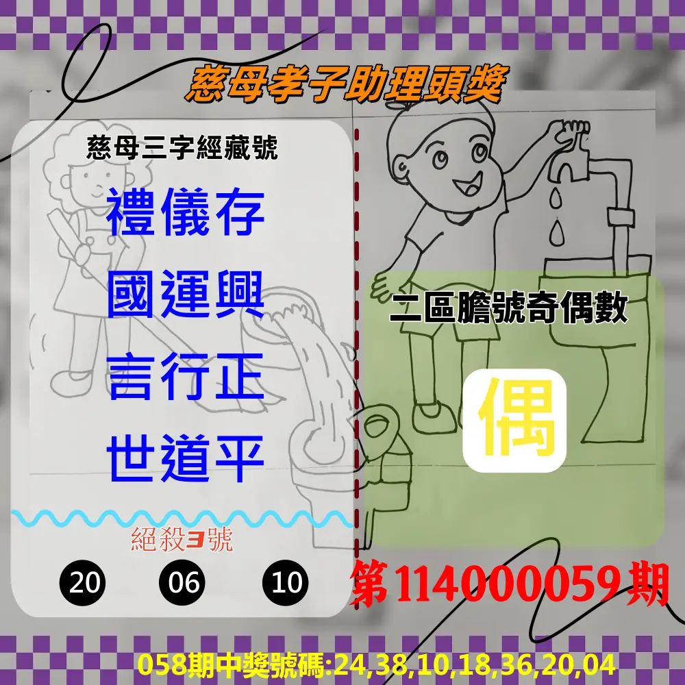 威力彩第114000059期(07/24)慈母孝子助理頭獎