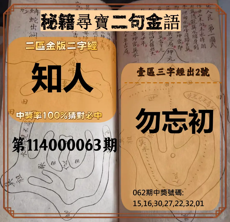 威力彩第114000063期(08/07)秘籍尋寶二句金語