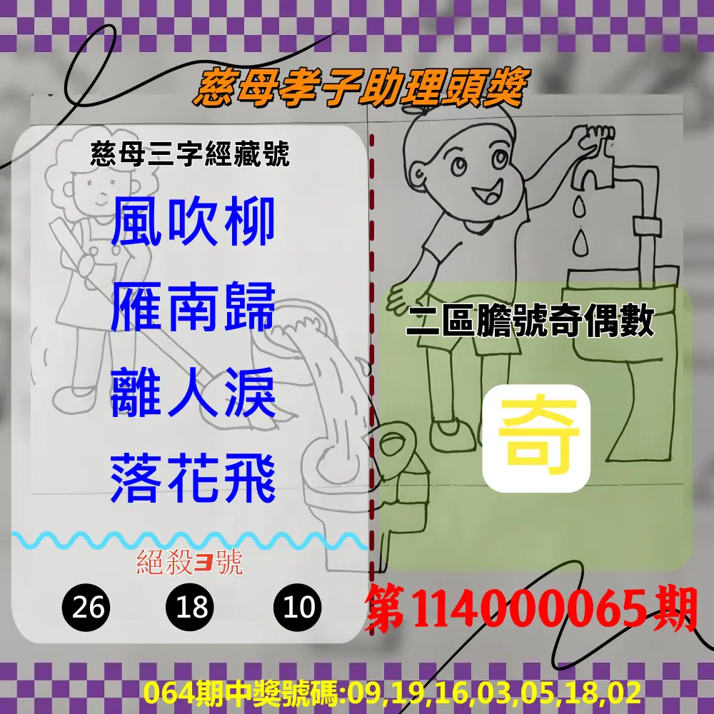 威力彩第114000065期(08/14)慈母孝子助理頭獎