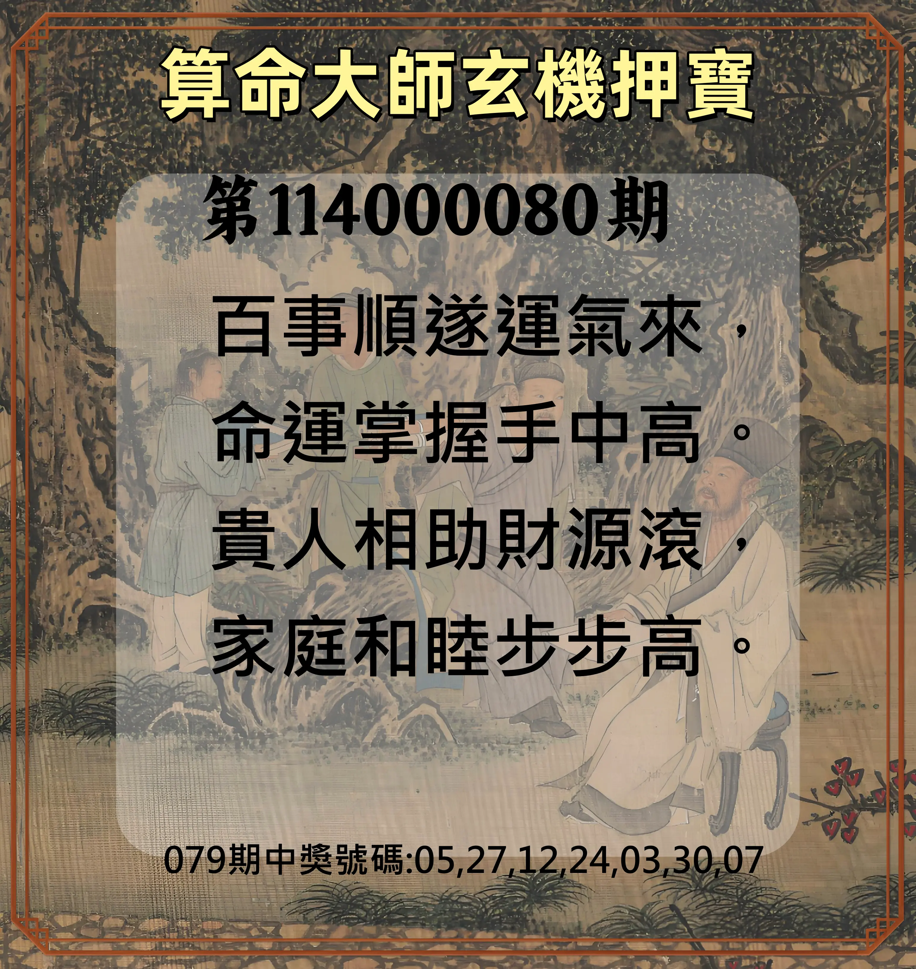 威力彩第114000080期(10/06)算命大師玄機押寶