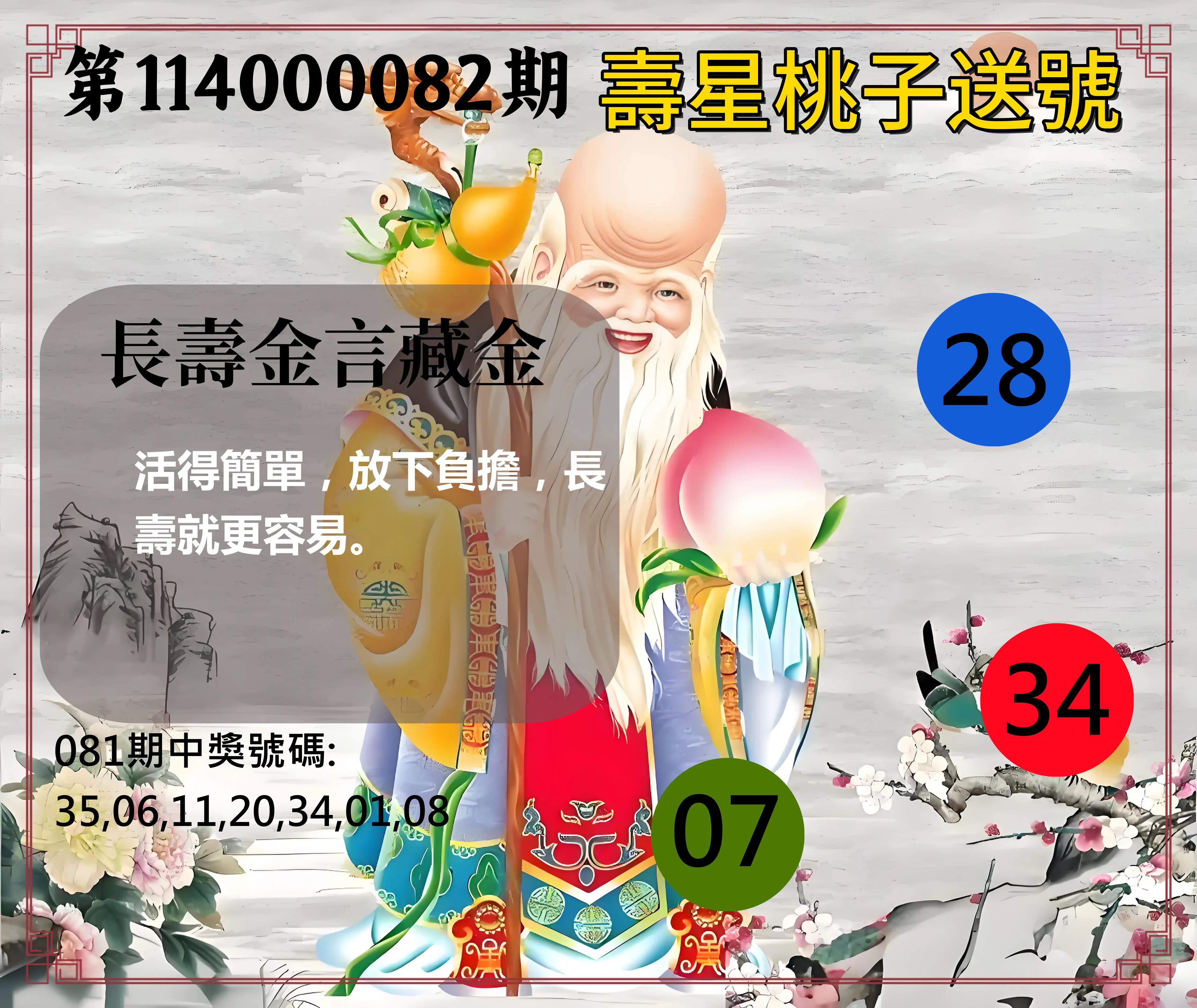 威力彩第114000082期(10/13)壽星桃子送號