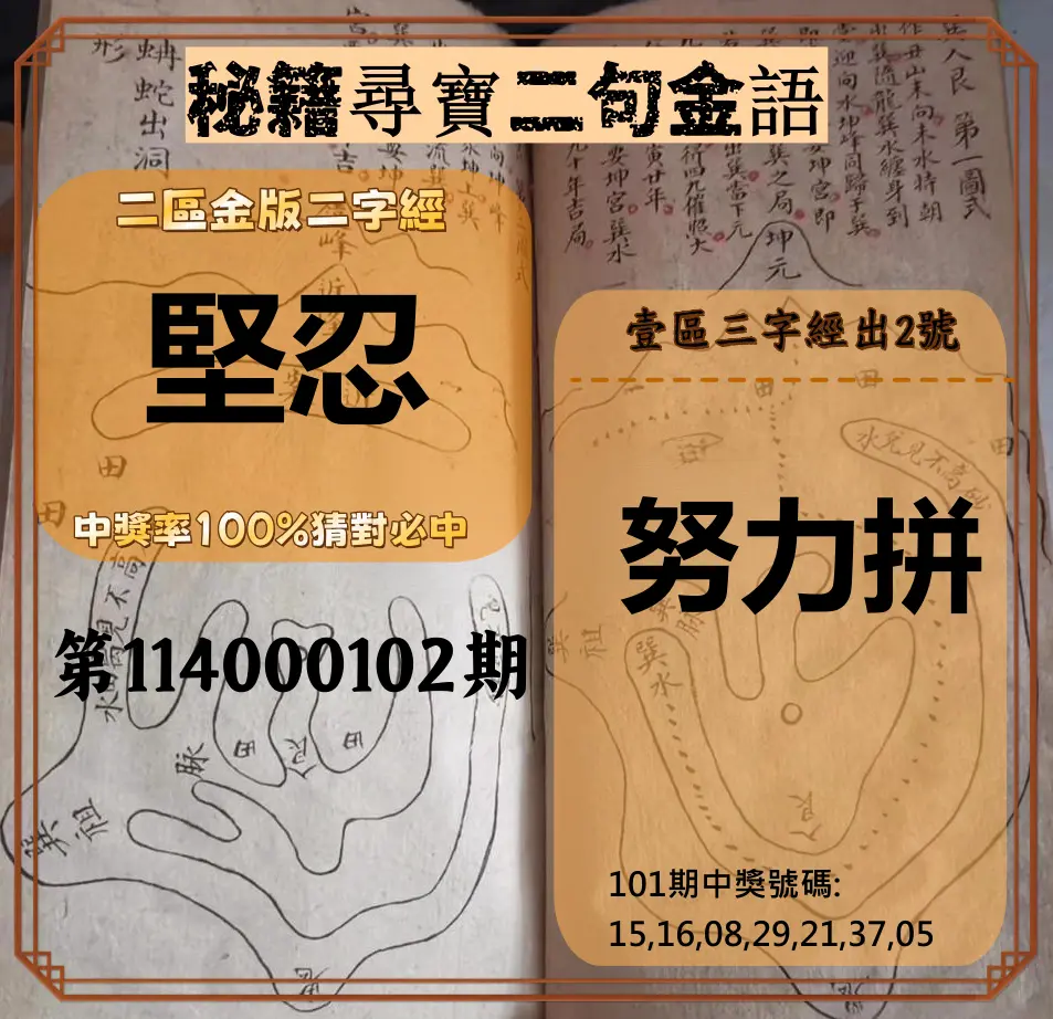 威力彩第114000102期(12/22)秘籍尋寶二句金語
