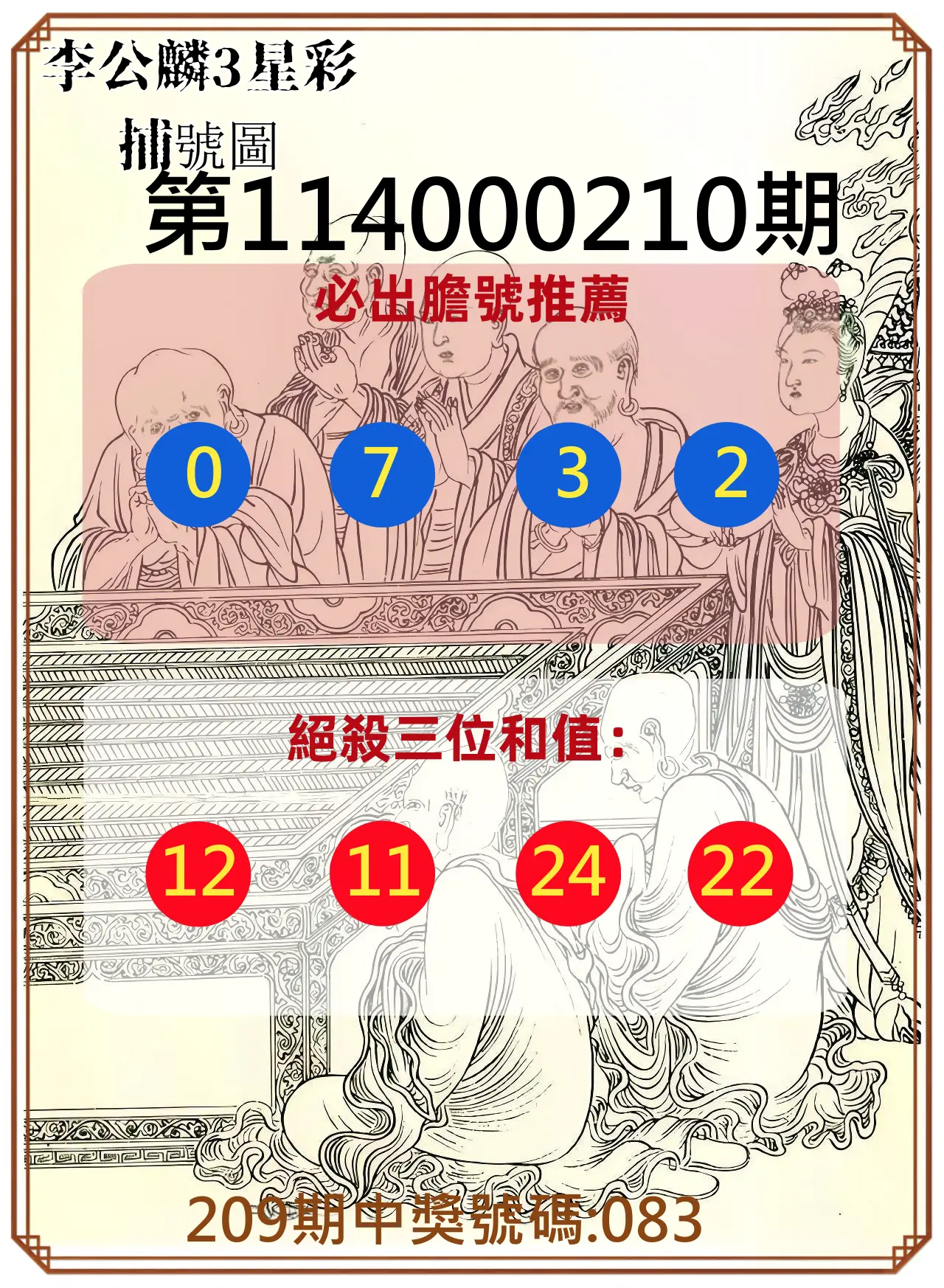 3星彩第114000210期(08/29)李公麟3星彩捕號圖