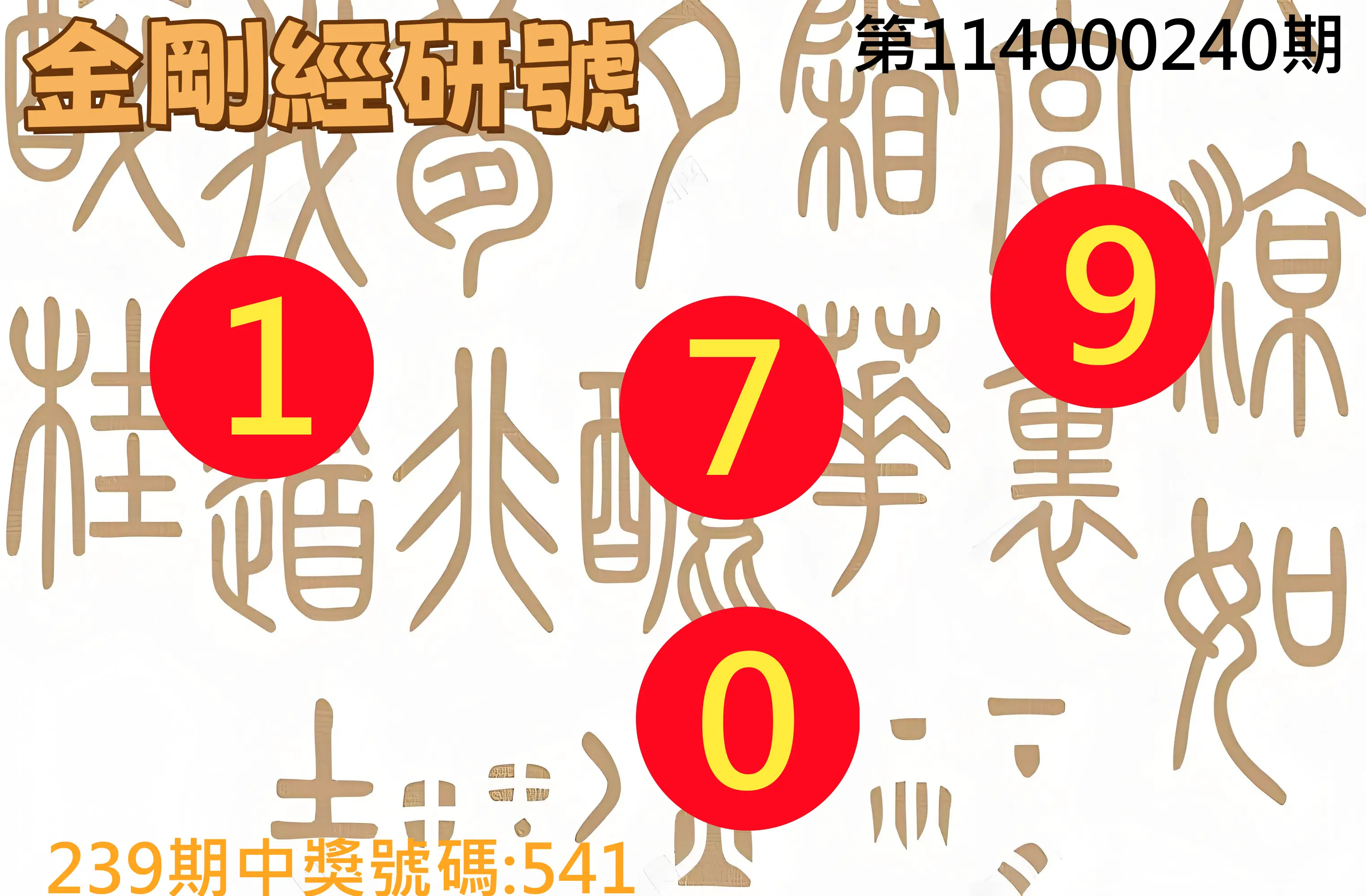 3星彩第114000240期(10/03)金剛經研號