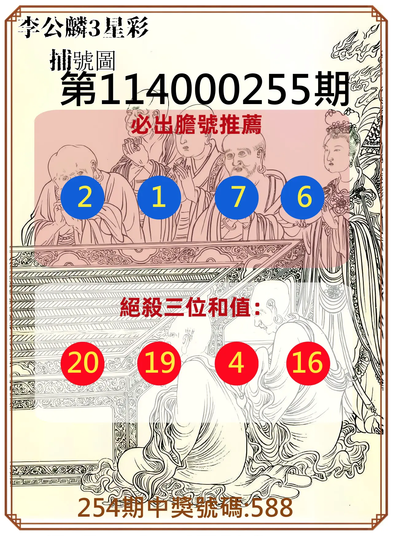 3星彩第114000255期(10/21)李公麟3星彩捕號圖