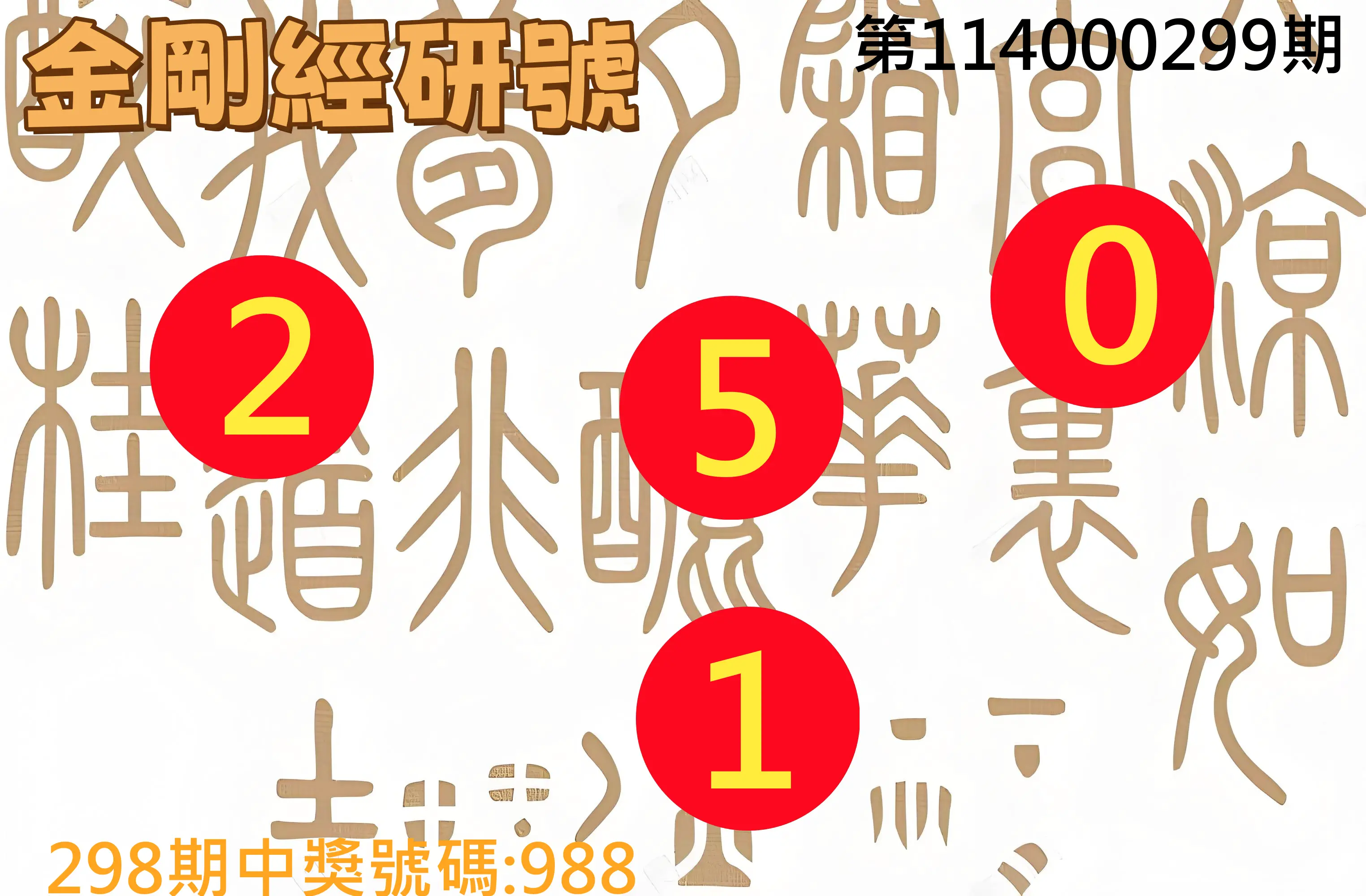 3星彩第114000299期(12/11)金剛經研號