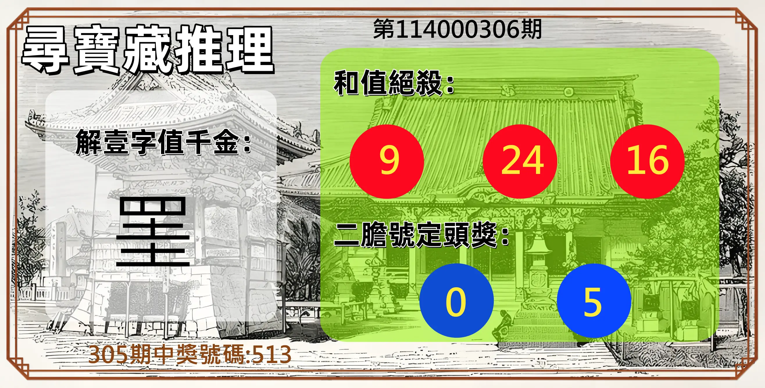 3星彩第114000306期(12/19)尋寶藏推理